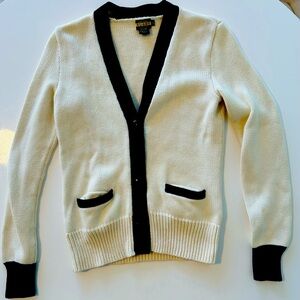 Ralph Lauren Rugby Women’s Varsity Ivory/Black Trim Cardigan